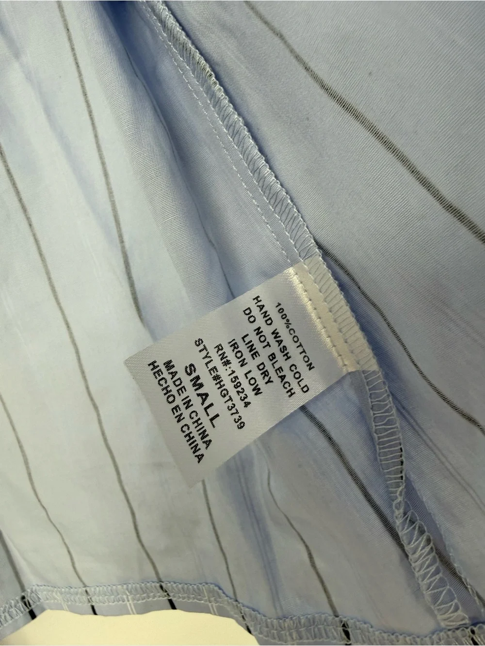 Tie-Front Puff Sleeve Crop Top - Light Blue Stripe Size S